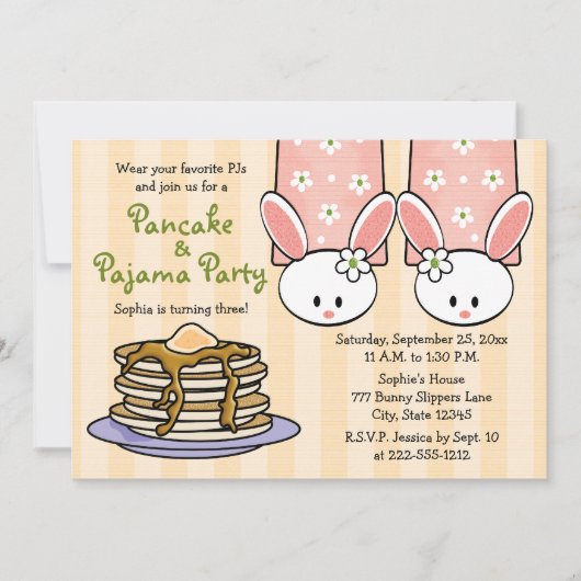 Pancake en Pajama Birthday Party Kaart (Voorkant)