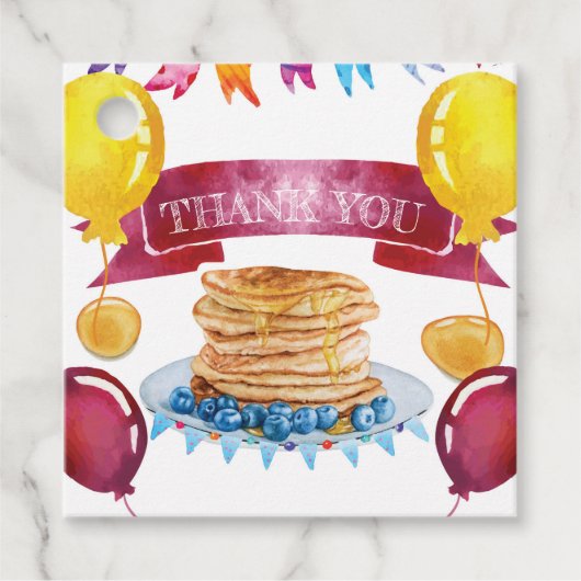 Pancake en Pajamas Birthday Bedankjes Labels (Voorkant)