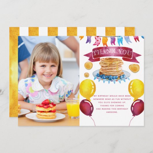 Pancake en Pajamas Birthday Bedankkaart (Voorkant / Achterkant)