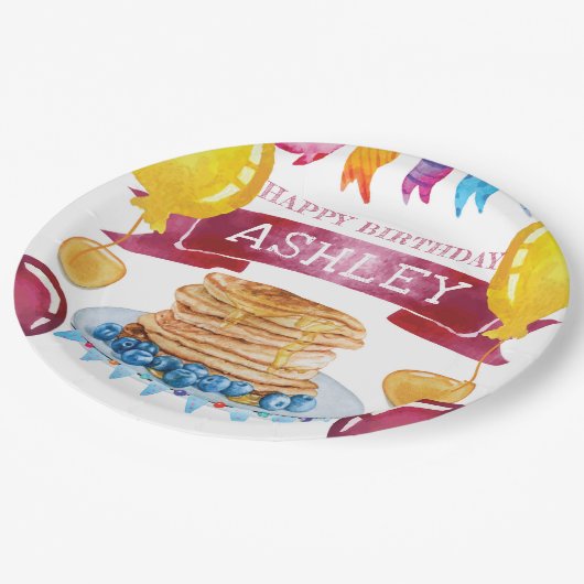 Pancake en Pajamas Birthday Papieren Bordje (Gekanteld)