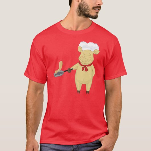 Pancake Flipping Pig Chef T-shirt (Voorkant)