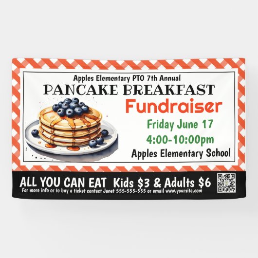 PANCAKE Fondsenwerving PTO PTA Kerk Banner (Horizontaal)