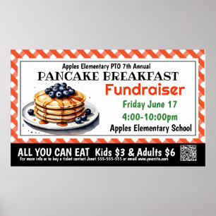 PANCAKE Fondsenwerving PTO PTA Kerk Banner Poster