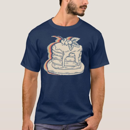 Pancake Food Retro Line Art boy T-shirt (Voorkant)