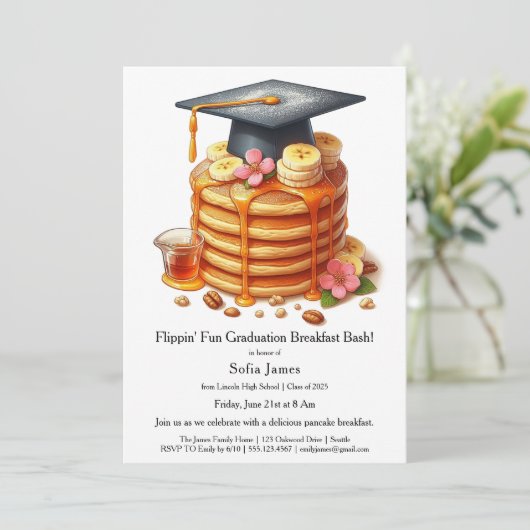 Pancake Graduation Breakfast Celebration Kaart (Staand voorkant)