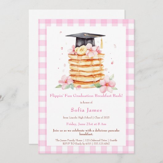 Pancake Graduation Breakfast Celebration Kaart (Voorkant / Achterkant)