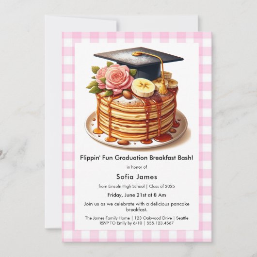 Pancake Graduation Breakfast Celebration Kaart (Voorkant)