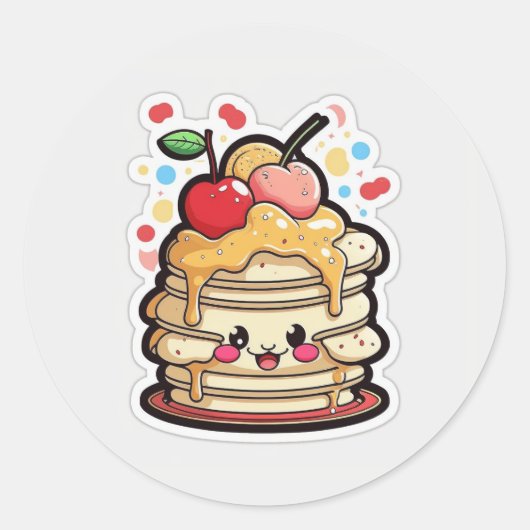 Pancake Pals: Schattige ontbijtStickers Ronde Sticker (Voorkant)