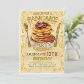 Pancake Party Invitation, Birthday Party  Kaart (Staand voorkant)