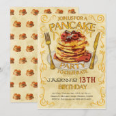 Pancake Party Invitation, Birthday Party  Kaart (Voorkant / Achterkant)