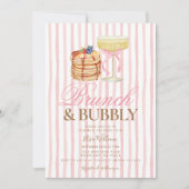 Pancake Pink Brunch & Bubbly Bridal Shower  Kaart (Voorkant)