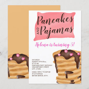 Pancake pyjama 5e verjaardag illustratie kaart