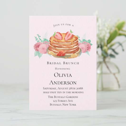 Pancake Roze en Mint Bridal Brunch Uitnodiging (Staand voorkant)