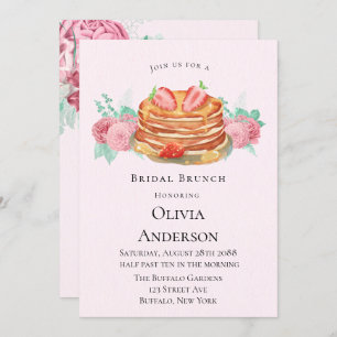 Pancake Roze en Mint Bridal Brunch Uitnodiging