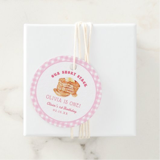 Pancake Short Stack Meisje 1e Verjaardagsfeest Bedankjes Labels (In situ)