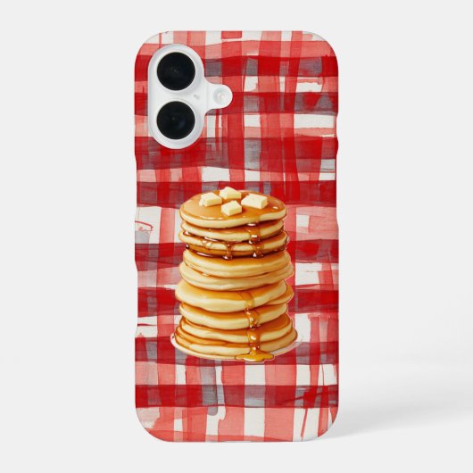 Pancake Tower Red Checkered Phone Case iPhone 16 Hoesje (Achterkant)