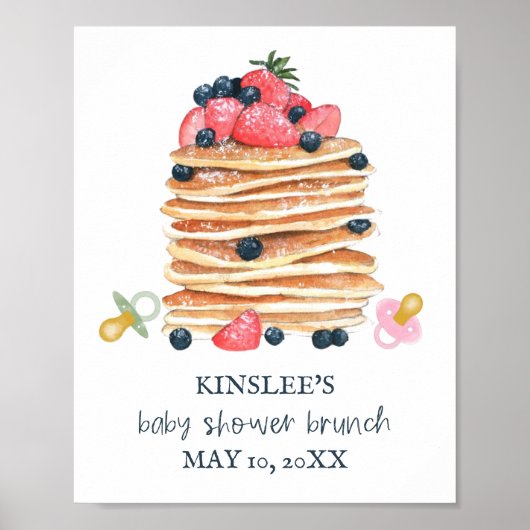 Pancakes and Pacifiers Baby shower Brunch Welcome Poster (Voorkant)