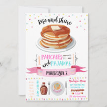 Pancakes and Pajamas 1st Birthday Invitation Kaart