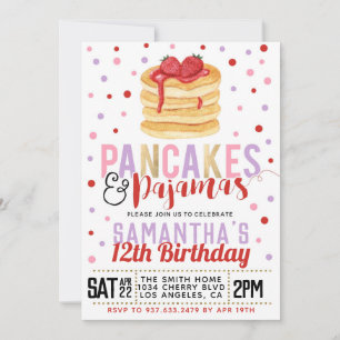 Pancakes and Pajamas Birthday Invitation Kaart