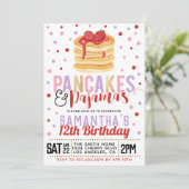 Pancakes and Pajamas Birthday Invitation Kaart (Staand voorkant)