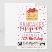 Pancakes and Pajamas Birthday Invitation Kaart (Voorkant / Achterkant)