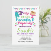 Pancakes and Pajamas Birthday Invitation Kaart (Staand voorkant)