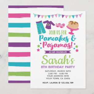 Pancakes and Pajamas Birthday Invitation Kaart