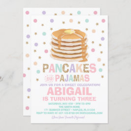 Pancakes and Pajamas Birthday Invitation Kaart