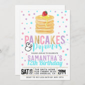 Pancakes and Pajamas Birthday Invitation Kaart (Voorkant / Achterkant)