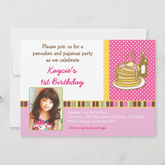 Pancakes and Pajamas Birthday Invitation Photo Kaart (Voorkant)