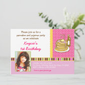 Pancakes and Pajamas Birthday Invitation Photo Kaart (Staand voorkant)