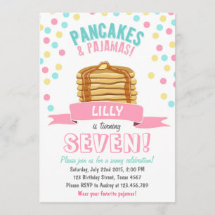 Pancakes and Pajamas Birthday Party Invitation Kaart