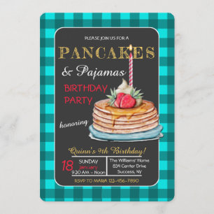 Pancakes and Pajamas Birthday Party Invitation Kaart