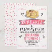 Pancakes and Pajamas Birthday Party Invitation Kaart (Voorkant / Achterkant)
