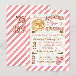 Pancakes and Pajamas Birthday Party Invitations Kaart