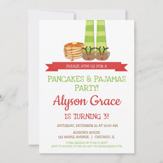 Pancakes and Pajamas Birthday Party Kaart (Voorkant)