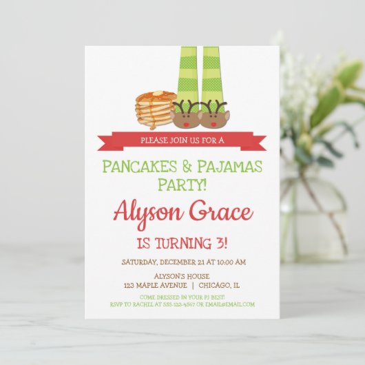 Pancakes and Pajamas Birthday Party Kaart (Staand voorkant)