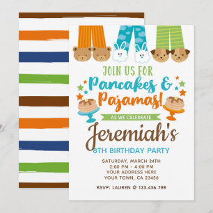 Pancakes and Pajamas Boy Birthday Invitation Kaart