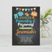 Pancakes and Pajamas Boy Birthday Invitation Kaart (Staand voorkant)