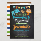 Pancakes and Pajamas Boy Birthday Invitation Kaart (Voorkant / Achterkant)