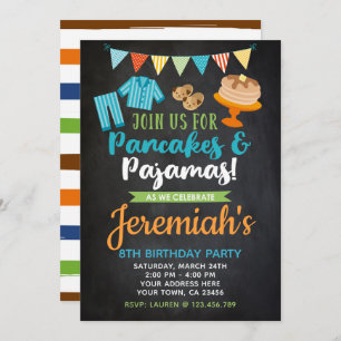 Pancakes and Pajamas Boy Birthday Invitation Kaart