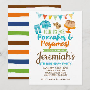 Pancakes and Pajamas Boy Birthday Invitation Kaart