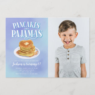 Pancakes and Pajamas Boys Birthday Party Kaart