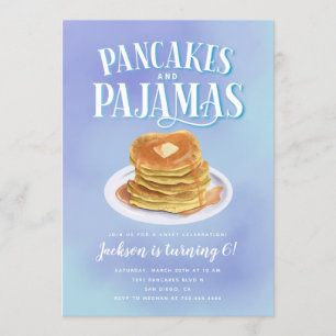 Pancakes and Pajamas Boys Birthday Party Kaart
