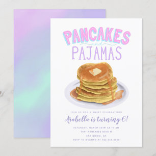 Pancakes and Pajamas Girl Birthday Party Kaart