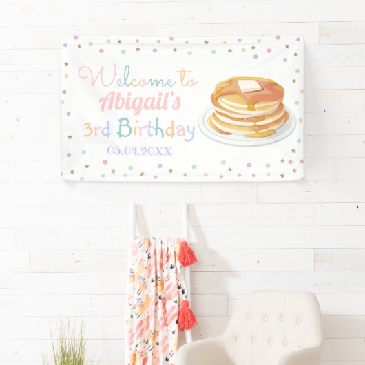 Pancakes and Pajamas Glitter Kind Birthday Backdro Spandoek (Insitu)
