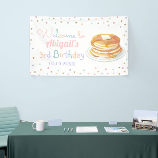 Pancakes and Pajamas Glitter Kind Birthday Backdro Spandoek (Beurs)