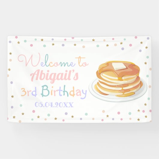 Pancakes and Pajamas Glitter Kind Birthday Backdro Spandoek (Horizontaal)