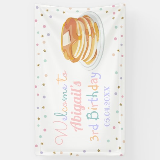 Pancakes and Pajamas Glitter Kind Birthday Backdro Spandoek (Verticaal)