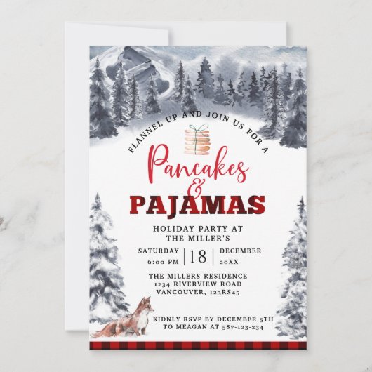 Pancakes and Pajamas Holiday Party, Rustic Kaart (Voorkant)